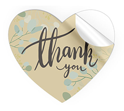Adesivi cuore grandi thank you