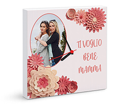 Orologio quadrato su tela Ti voglio bene mamma