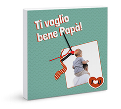 Orologio quadrato tela Ti voglio bene papà