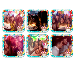 Calamite Quadrate pack da 6 con foto e grafica torta compleanno