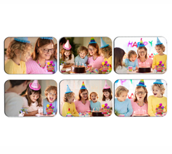 Calamite Rettangolari Pack da 6 con foto e grafica Happy Birthday