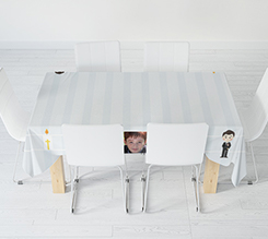 Tovaglia Rettangolare Prima Comunione con foto e grafica per Ragazzo