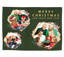 Tovaglietta in tessuto verde Merry Christmas and Happy New Year con collage