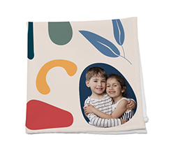 Tovagliolo in tessuto con foto e grafica colorata