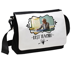 Borsa tracolla grande per maestra con foto e grafica Best Teacher