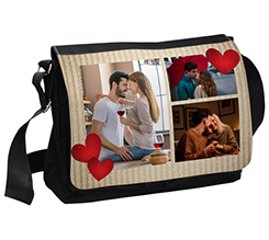 Borsa tracolla grande per San valentino con grafica Collage con cuori