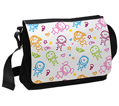 Borsa tracolla grande per scuola grafica Bambini Colorati