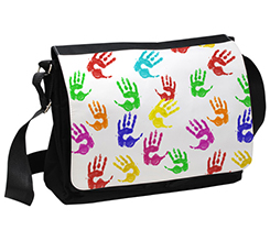 Borsa tracolla grande per scuola grafica Mani Colorate