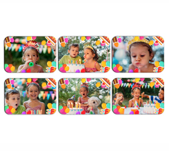 Calamite Rettangolari Pack da 6 con foto e grafica compleanno