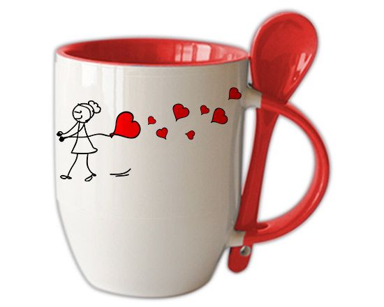Tazza con cucchiaino in tinta , personalizzata con grafica