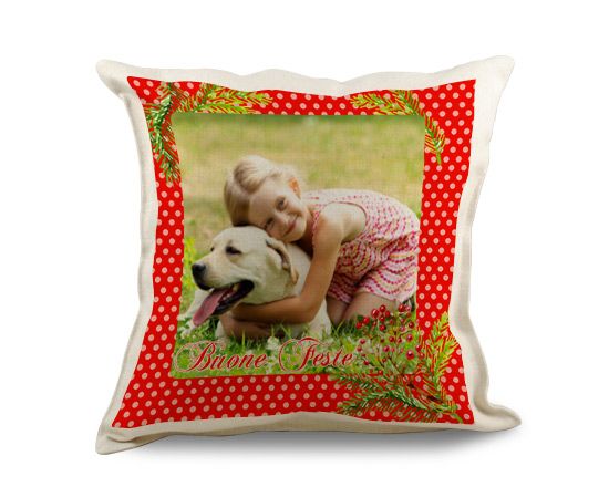 Cuscino quadrato in juta Bacche natalizie