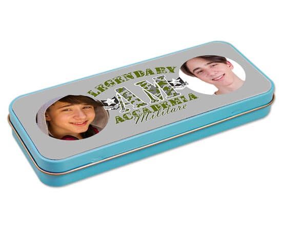 Portapenne in metallo con grafica militare