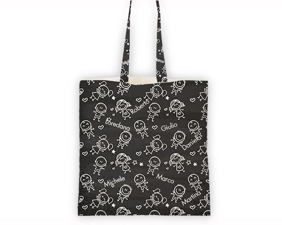 Borsa shopping con grafica con bambini