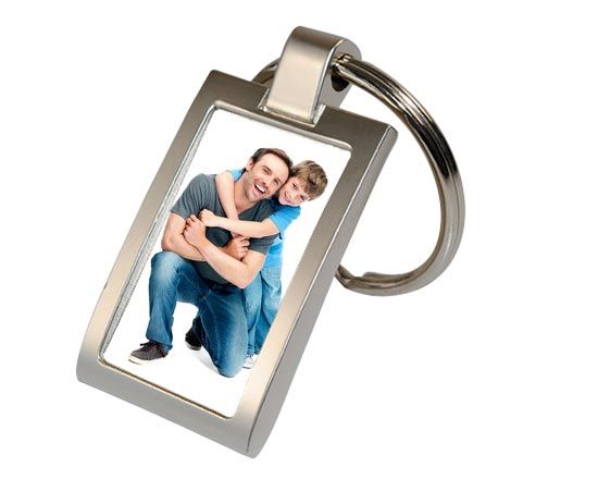 Personalizza portachiavi rettangolare in metallo con le tue foto