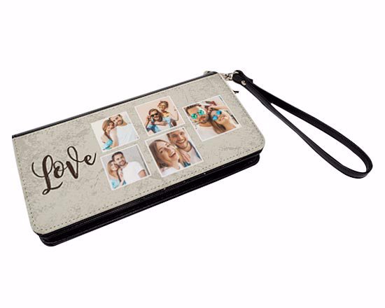 Portafoglio in ecopelle forma baguette. Personalizzato con foto personali