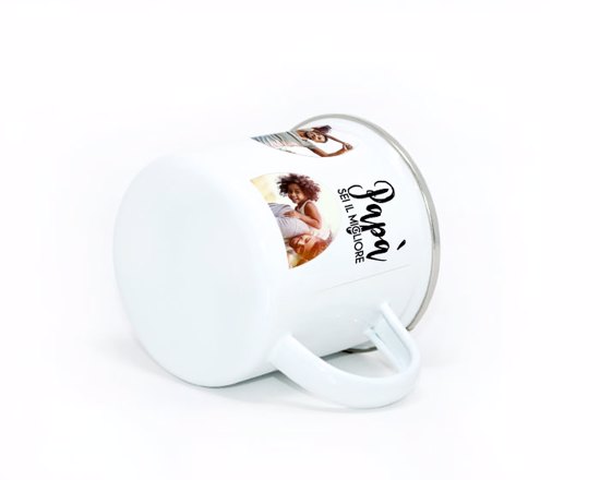 Tazza personalizzata con grafica per la festa del papà - modello retrò in metallo smaltato