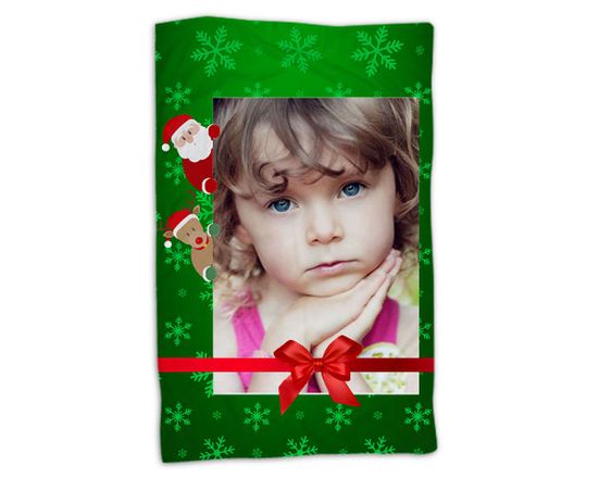 Coperta natalizia con foto di bambina