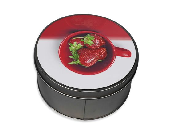 crea scatola di latta rotonda personalizzata