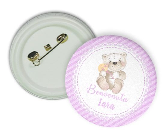 Spilla rotonda Pink teddy bear