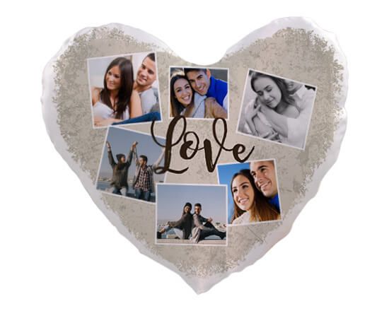 Cuscino cuore Crazy collage