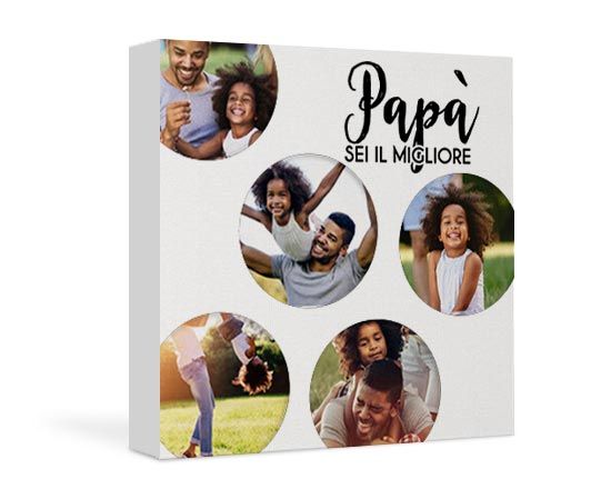 Foto collage su tela dedicato al papà