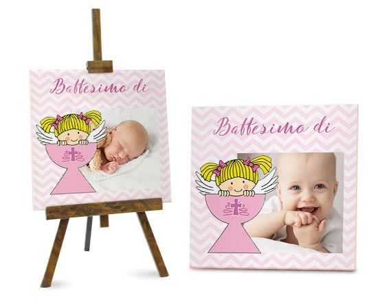 Mattonella arredo con grafica rosa con angioletto