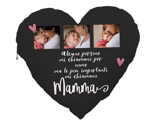 Cuscino a forma di cuore con dedica