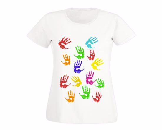 T-shirt donna in cotone Impronte colorate 