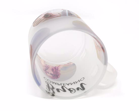 Interno tazza vetro buon compleanno, personalizzata con le tue foto