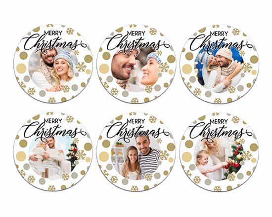 Calamite Rotonde Pois dorati Pack da 6 con foto diverse