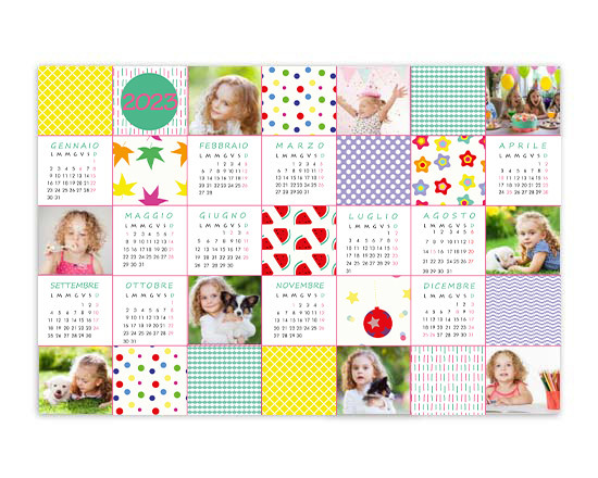 calendario poster con foto grafica colorata