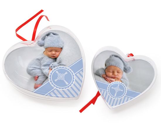 due misure diverse per la palla di Natale a cuore personalizzata