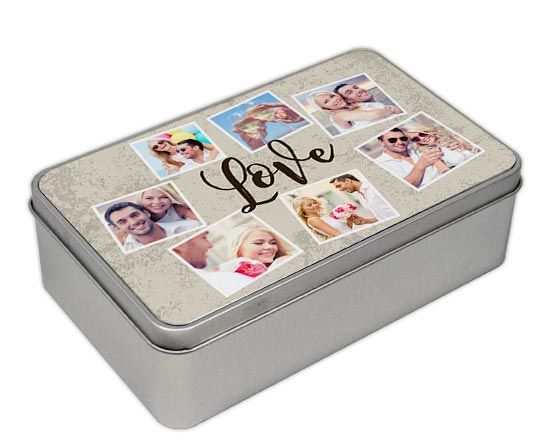 Scatola rettangolare con grafica romantica