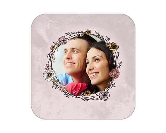 Calamita quadrata con grafica wedding