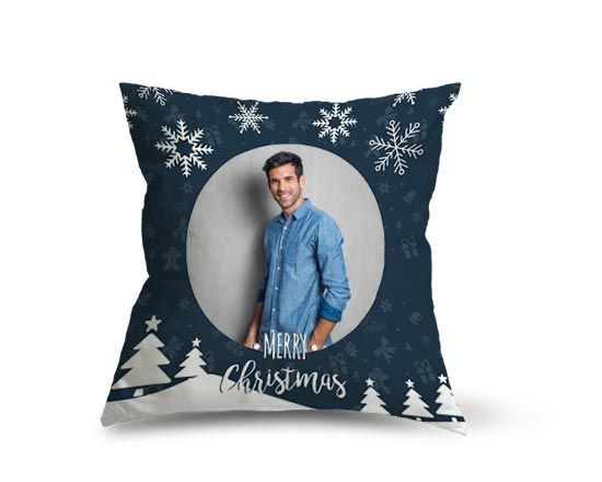 cuscino con grafica natalizia nel colore blu