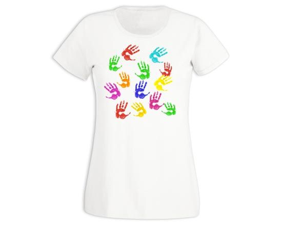 T-shirt donna in cotone Impronte colorate