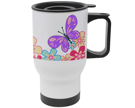 tazza termica personalizzata con grafica farfalle