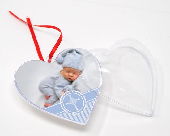 palla di natale a cuore - possibile aprirla per modificare la stampa interna