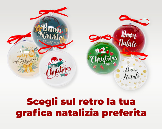 palle di Natale personalizzate sul retro con grafica preimpostata