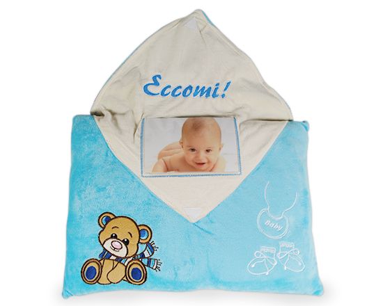 cuscino nascita celeste personalizzato