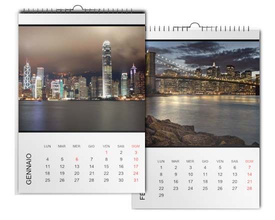 Calendario A4 multipagina. Layout semplice e pulito