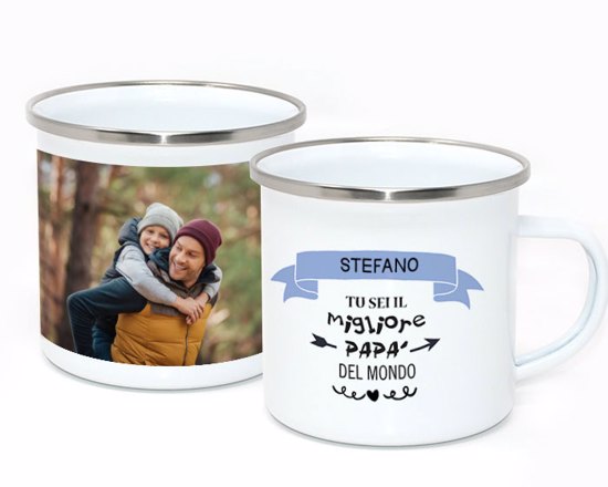 crea la tua tazza in metallo smaltato, scegli la grafica adatta alla tua ricorrenza
