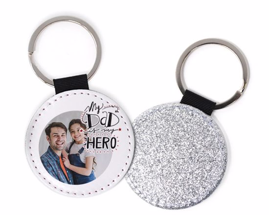 Portachiavi tondo in pelle retro glitter per la festa del papà