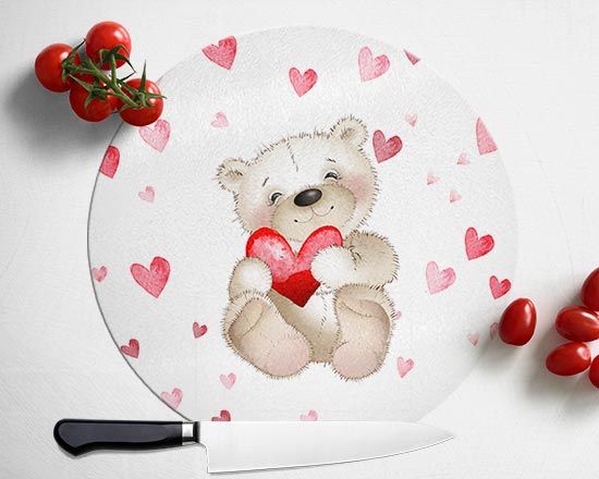 Tagliere rotondo in vetro Sweet teddy bear