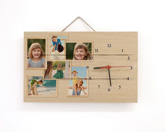 personalizza Orologio su listelli in Legno Love Collage