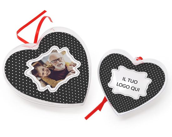 palle di natale a cuore disponibili in due misure diverse