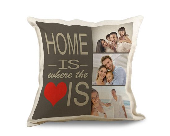 Cuscino juta con tre foto e scritta