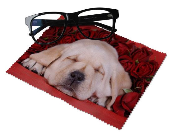 pezzolina per gli occhiali personalizzata con l'immagine di un cucciolo di cane