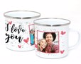 Tazza in metallo smaltato, con grafica dedicata a San Valentino