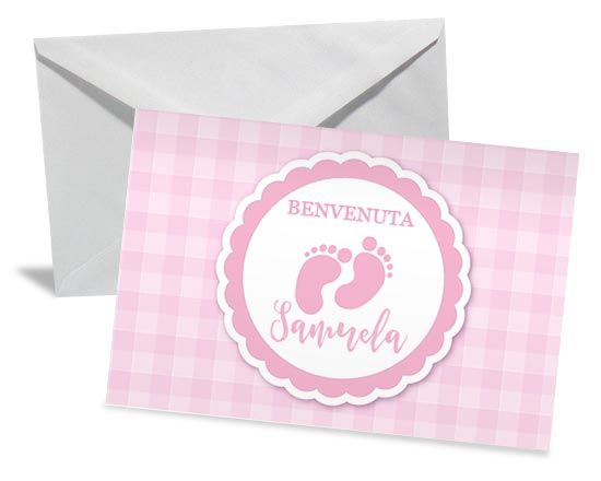 Bigliettino Auguri Piedini rosa